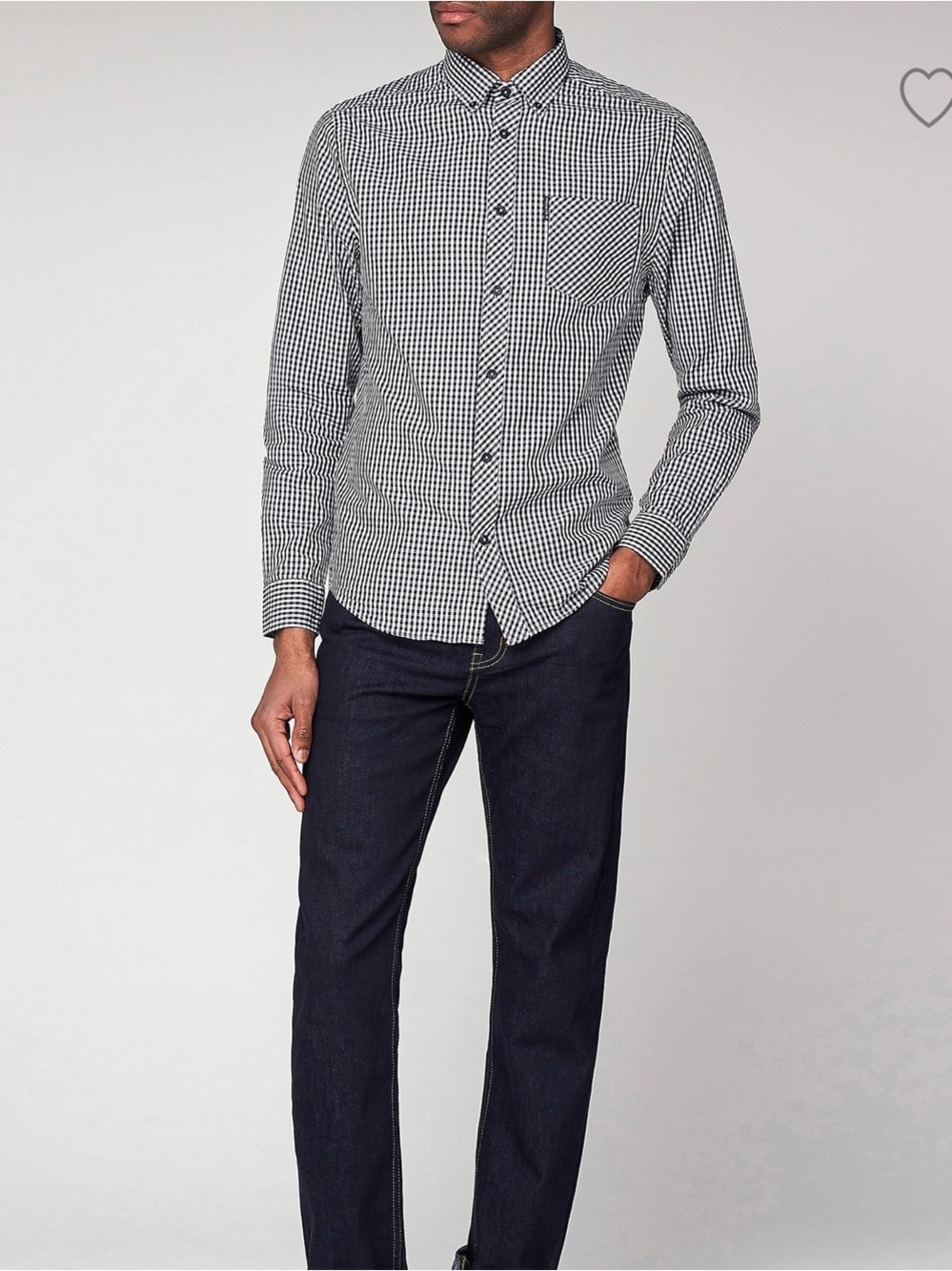 Like New XXL Ben Sherman Black & Gray Ling sleeve  Gingham Button-Up Shirt